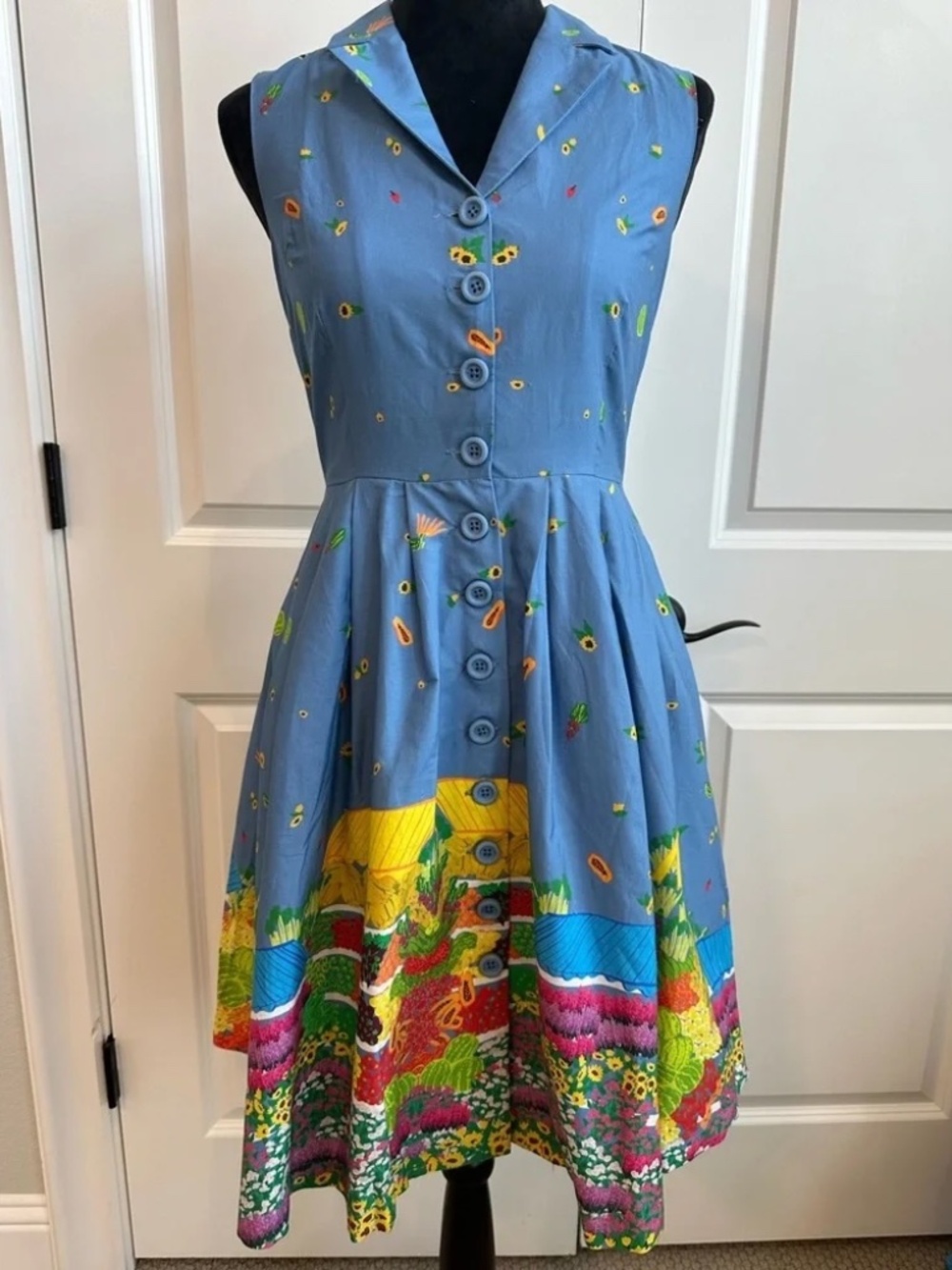 🌼 Rare ModCloth Scenic Border Print Dress | Medium | Cottagecore Novelty Print